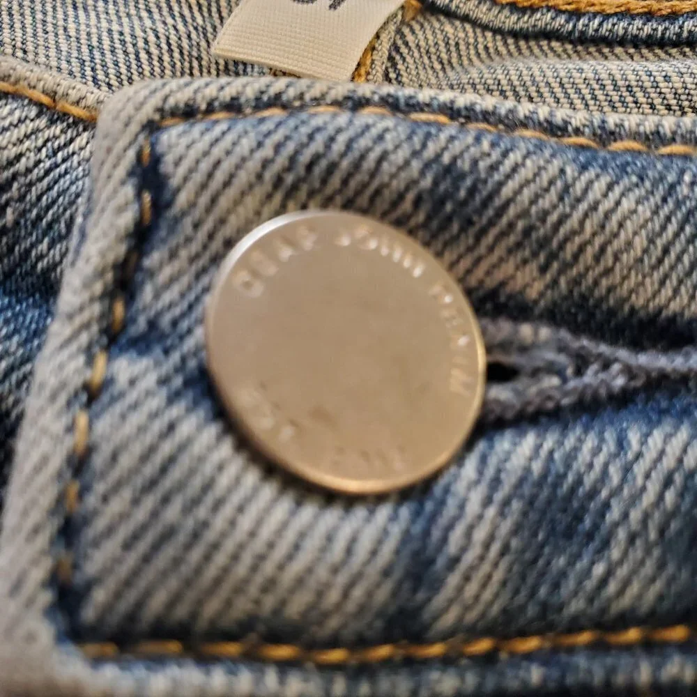 DEAR JOHN SZ 31 BLAIRE STRAIGHT LEG Stretch Distressed Cuffed 5Pocket Blue Jeans